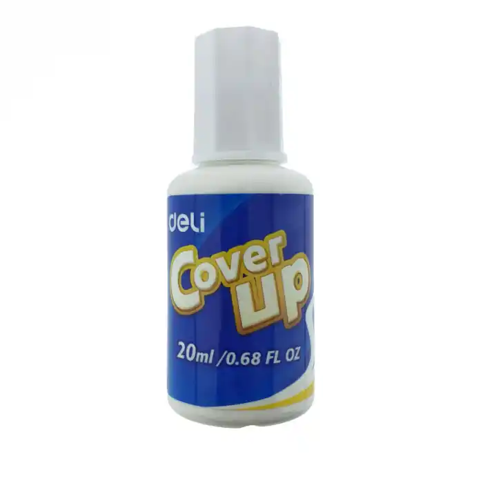 Fluid Corector pe baza de solvent, flacon cu 20ml, DELI 93291, cu aplicator tip pensula, uscare rapida Doar azi