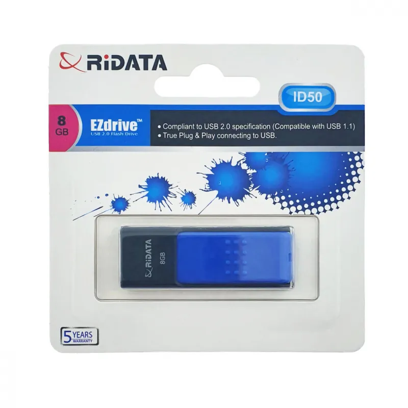 Super ofertă Memorie USB 2.0 Flash Drive RiDATA 8 GB, EZdrive ID50, conector retractabil, albastru