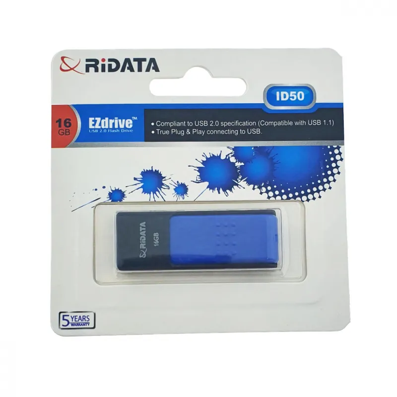Memorie USB 2.0 Flash Drive RiDATA 16 GB, EZdrive ID50, conector retractabil, albastru Livrare rapidă