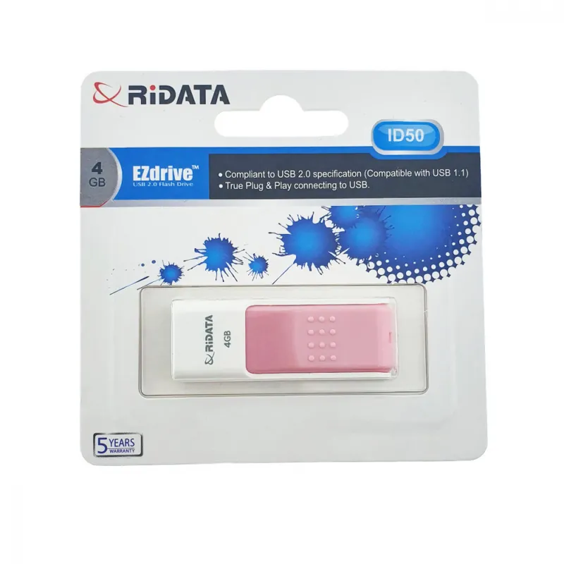 Livrare expres Memorie USB 2.0 Flash Drive RiDATA 4GB, EZdrive ID50, conector retractabil, roz