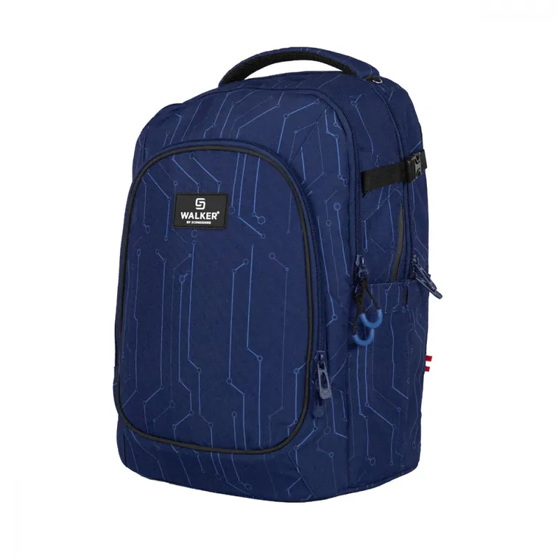 Livrare gratuită Ghiozdan scolar pentru adolescenti, Campus Evo 2.0 Cyber Blue, produs Walker by Schneiders, 32 x 45 x 20 cm, albastru
