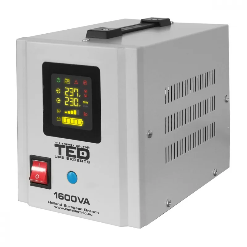UPS Centrala Termica 1600VA 1050W Runtime Extins • Sinus Pur • 2xSchuko • LCD • 2xBaterii Externe • Komplet6 Protectie • TED Electric TED000330 Premium