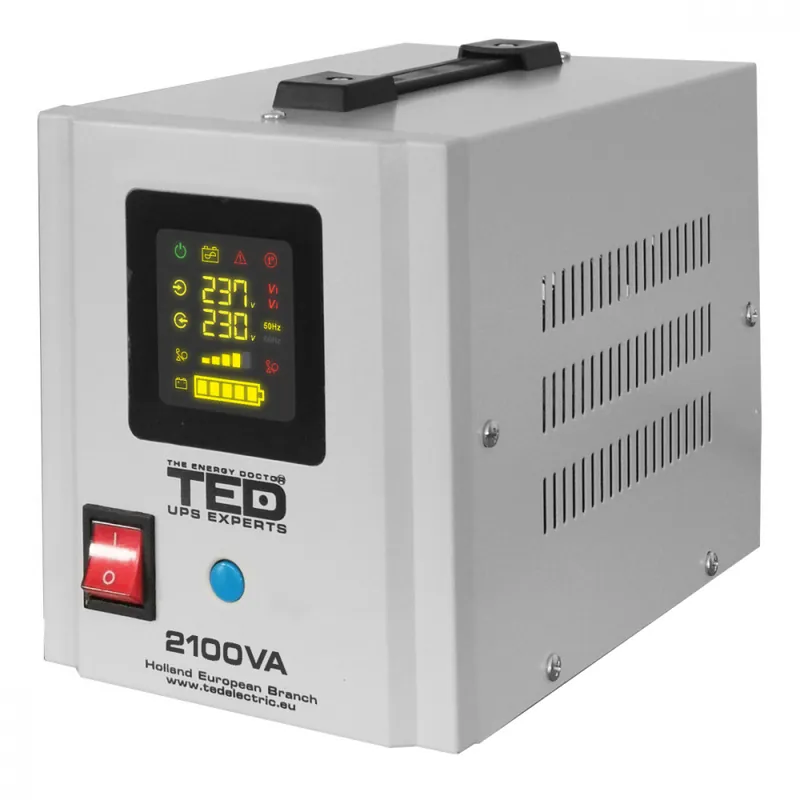 UPS Centrala Termica 2100VA 1400W Runtime Extins • Sinus Pur • 2xSchuko • LCD • 2xBaterii Externe • Komplet6 Protectie • TED Electric TED000347 Retur gratuit