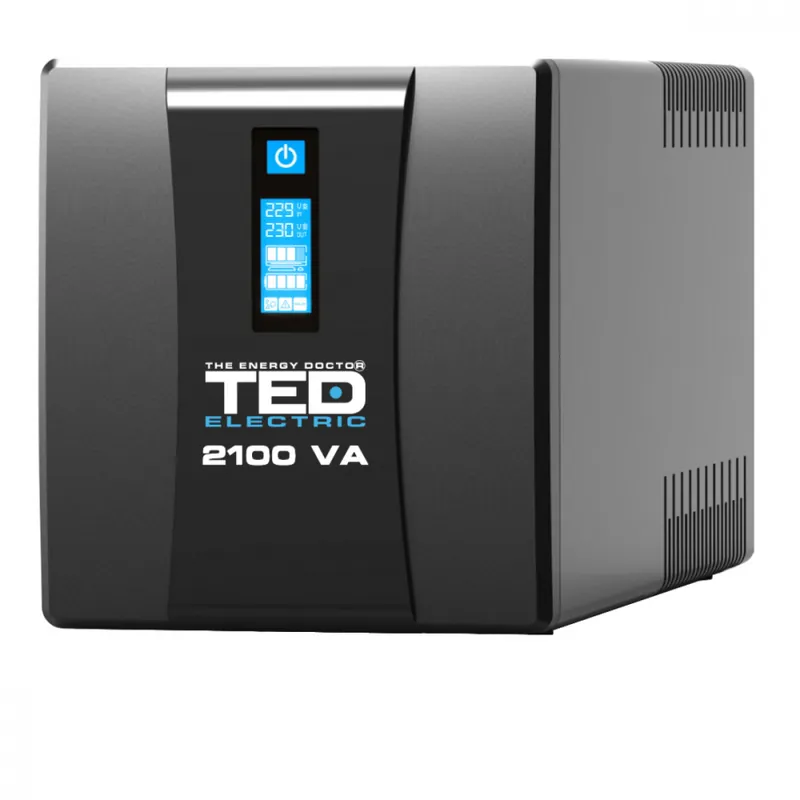 UPS Line Interactive 2100VA 1200W cu AVR, LCD, 2 Iesiri Schuko, Management USB si Protectie Komplet 6 - TED Electric TED004659 Retur gratuit