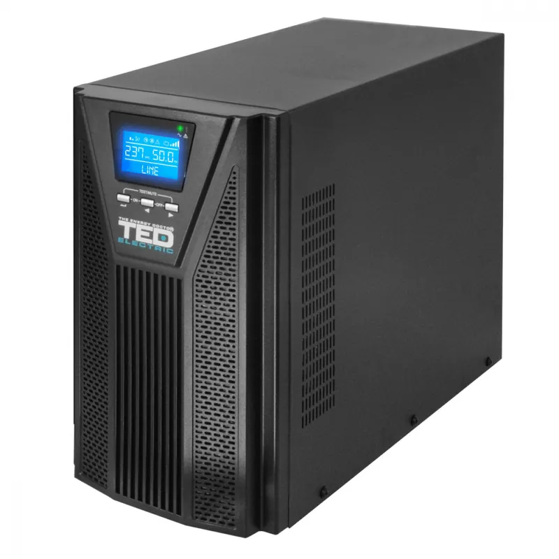 UPS Online 3000VA 2700W Dubla Conversie Sinus Pur LCD 4 Iesiri Schuko Management Remote pentru Centre Date & Utilaje Industriale TED Electric TED003997 Popular