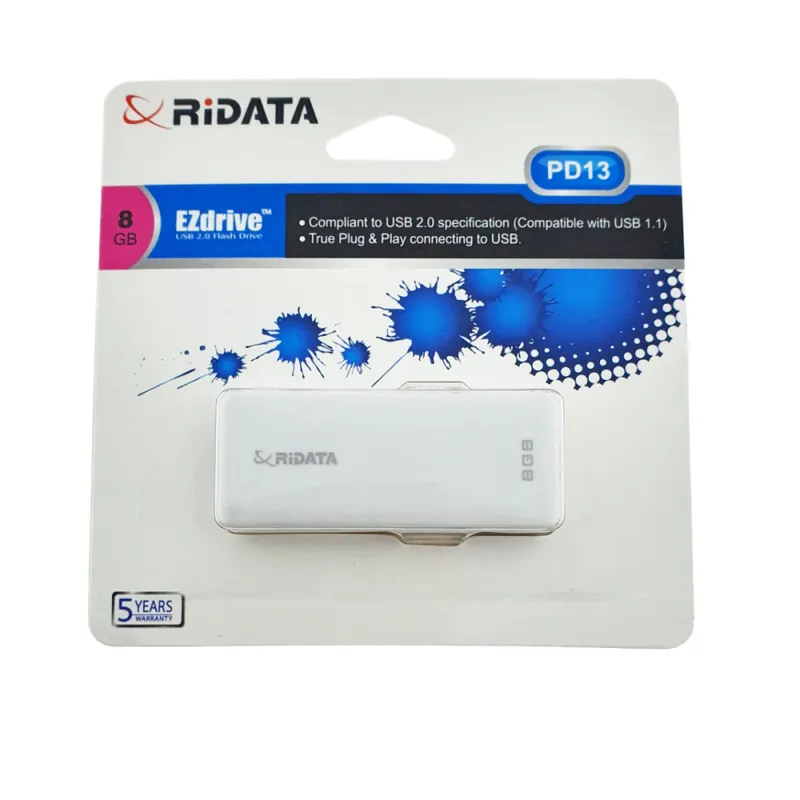 Memorie USB 2.0 Flash Drive RiDATA 8 GB, EZdrive PD13, conector retractabil, alb Preț mic