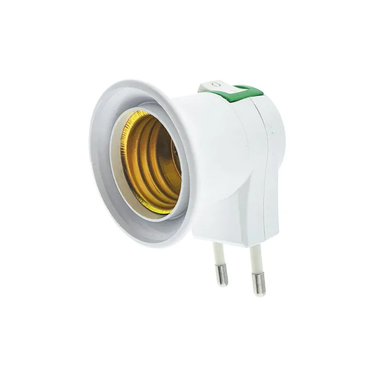Adaptor Priza Bec E27 cu Intrerupator Incorporat Alb, Compact, dimensiuni 85 x 48 x 45 mm Super ofertă