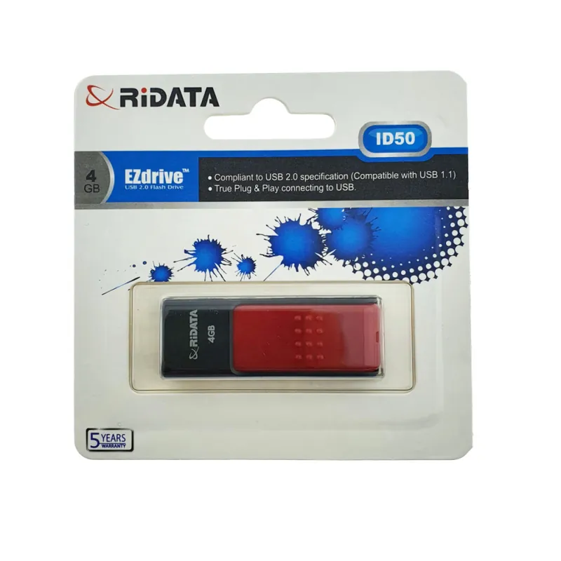 Stick USB Flash Drive RiDATA 4GB, USB 2.0, Cu Conector Retractabil, Design Compact si Robust, Rosu-Negru Ofertă exclusivă