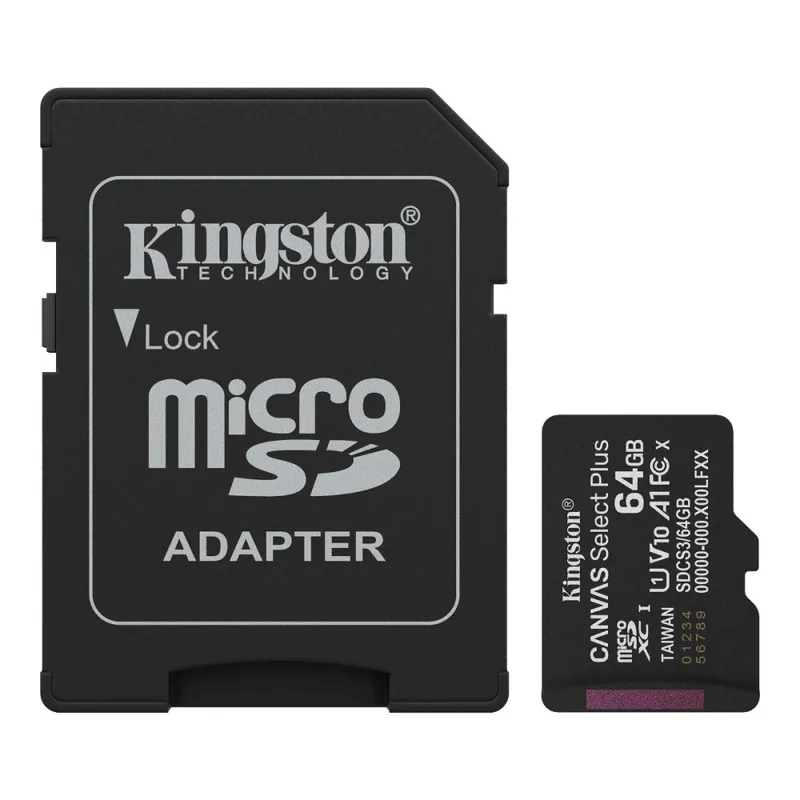 Card Memorie microSDXC Kingston Canvas Select Plus 64GB, Clasa A1, U1, V10, cu Adaptor SD, pentru Telefoane Android, Camera Foto si Drona Preț promoțional