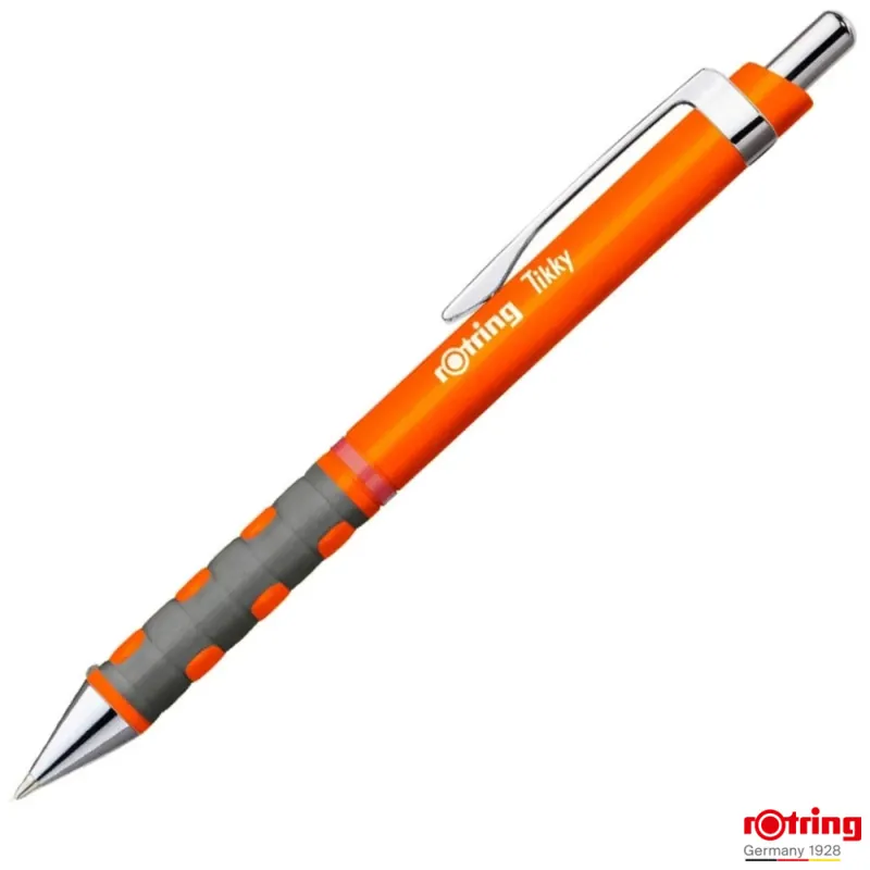 Pix Tikky 3 Portocaliu Neon cu Clip, Mina Jumbo Albastra 0.7mm, Grip Ergonom din Cauciuc, pentru Scriere Extensiva si Vizibila, Rotring Reducere specială