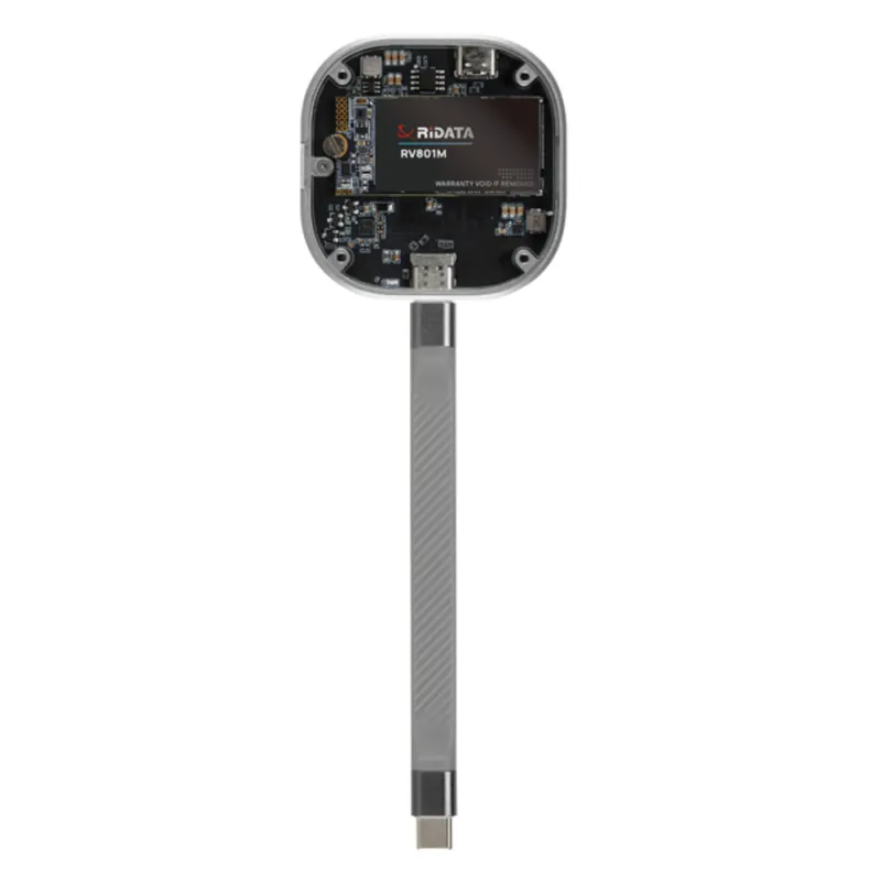 SSD Portabil Extern RiDATA RV801M 1 TB, Viteza Mare 1050 MB/s, Compatibil MagSafe pentru Filmari ProRes 4K pe iPhone, Carcasa Metalica cu Capac Transparent Bestseller