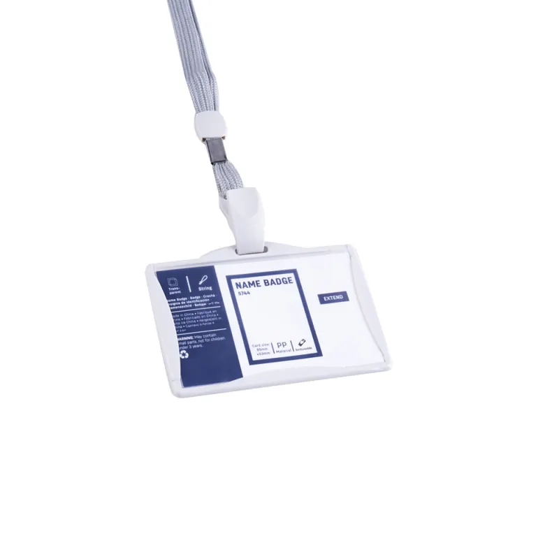 Ecuson Orizontal Rigid 85x53mm cu Snur Textil Reglabil si Clip - Set Complet pentru Badge Angajat, Model 5744 Ofertă de sezon