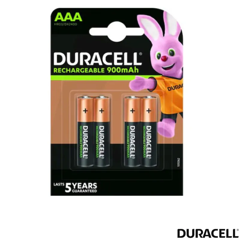 Expediere rapidă Set 4 Baterii Acumulatori Duracell AAA, Reincarcabile, Pre-incarcate, 900 mAh, pentru Dispozitive Electronice de Uz Zilnic, Gata de Utilizare