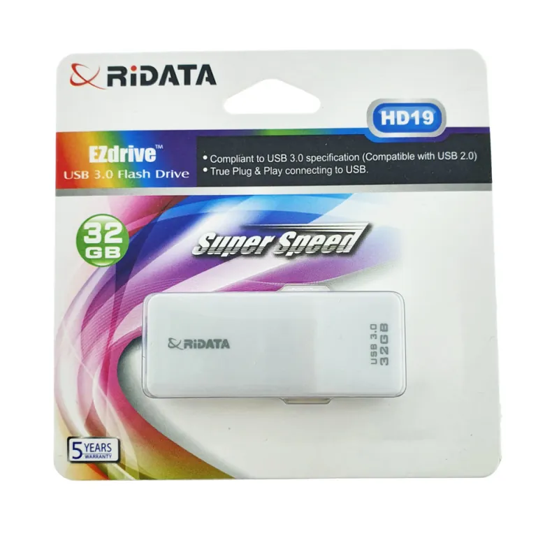 Stick USB 3.0 RiDATA, 32 GB, Transfer Rapid, Fisiere Mari, Backup, Conector Retractabil Alb Livrare gratuită