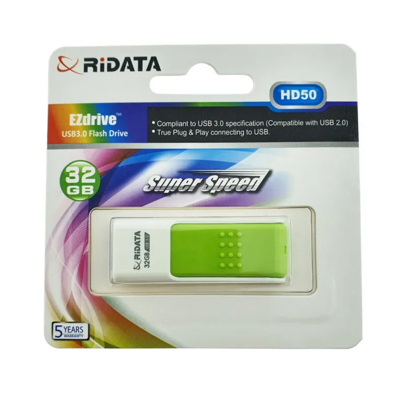 Stick USB 3.0 RiDATA, 32 GB, Transfer Viteza Mare, Stocare Multimedia, Conector Retractabil Verde Mai ieftin