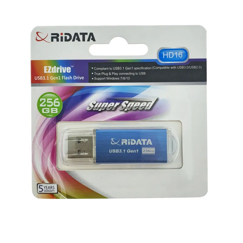 Stick USB 3.1 RiDATA 256GB Transfer Rapid Carcasa Metalica pentru Stocare Documente, Backup, cu Functie Securitate Partitie Privata, Albastru Reduceri