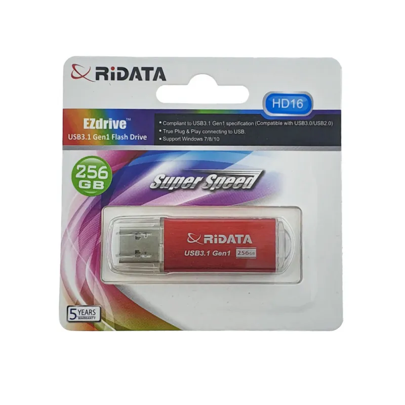 Stick USB 3.1 RiDATA 256GB Transfer Rapid Carcasa Metalica pentru Stocare Documente, Backup, cu Functie Securitate Partitie Privata, Rosu Cumpărături sigure