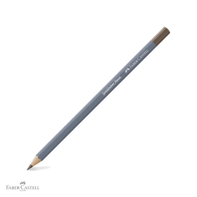 Creion colorat acuarela Faber-Castell Goldfaber maro Van Dyck 176, mina 3.3mm, solubil in apa Ofertă specială