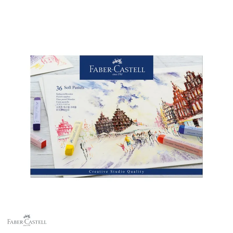 Chilipir Set 36 creioane pastel soft Faber-Castell, culori vibrante, pentru desen artistic pe hartie