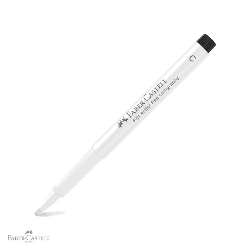 Cel mai bun preț Marker caligrafic Faber-Castell Pitt Artist Pen, varf C 2.5mm, cerneala alba permanenta, pentru arta si ilustratie