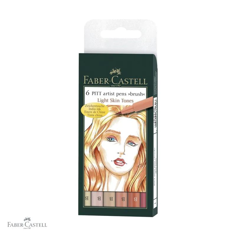 Calitate înaltă Set 6 markere Faber-Castell Pitt Artist Pen Brush, tonurile pielii, cerneala rezistenta la apa, pentru schite si ilustratie