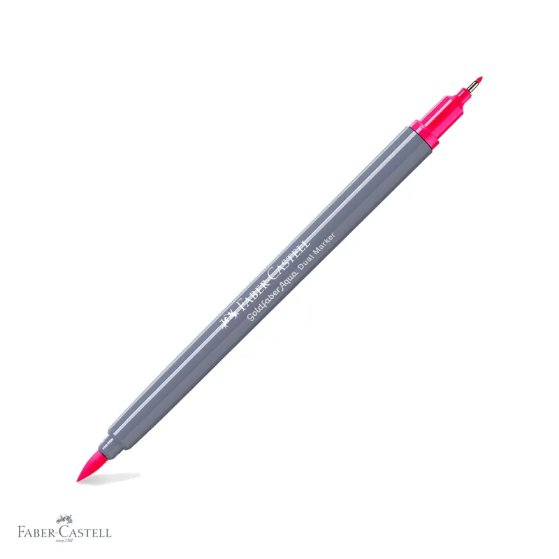 Ofertă specială Marker solubil cu doua capete Faber-Castell Goldfaber roz 229, varf pensula si varf fin 0.4 mm, pentru desen si ilustratie