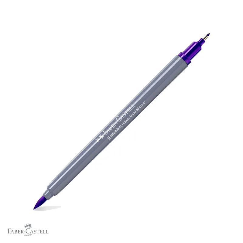 Marker solubil cu 2 capete Faber-Castell Goldfaber, varf pensula si varf fin 0.4 mm, mov 249, pentru desen si ilustratie Reduceri
