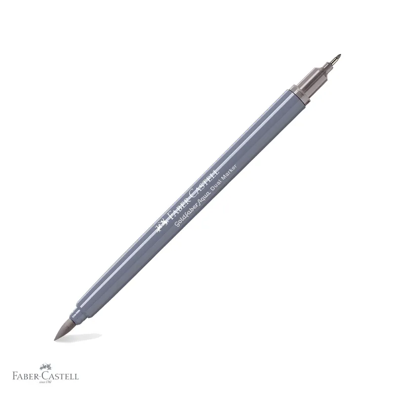 Popular Marker solubil 2 capete Faber-Castell Gold Faber, varf pensula si varf fin 0.4 mm, gri cald III 272