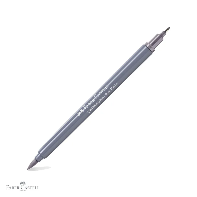 Marker solubil cu doua capete Faber-Castell Gold Faber, varf pensula si varf fin 0.4 mm, gri purpuriu 279, pentru desen artistic Discount