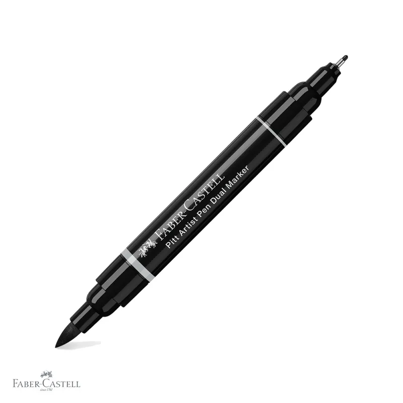 Retur gratuit Marker dual Faber-Castell Pitt Artist Pen negru, varf pensula si liner 0.8, pentru desen si ilustratie