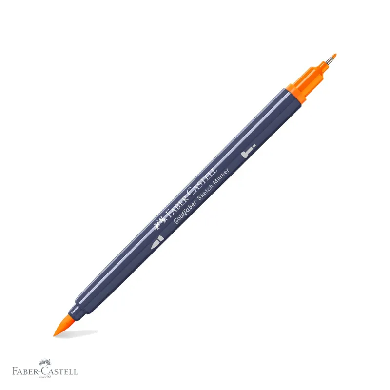 Retur ușor Marker sketch 2 capete Faber-Castell Goldfaber, portocaliu cadmium 111, cerneala alcool, pentru desen artistic