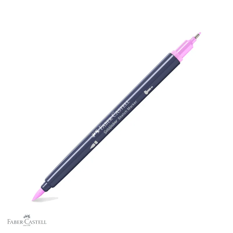 Marker cu 2 capete Faber-Castell Goldfaber, cerneala alcool magenta deschis 119, pentru desen artistic si ilustratie Livrare rapidă
