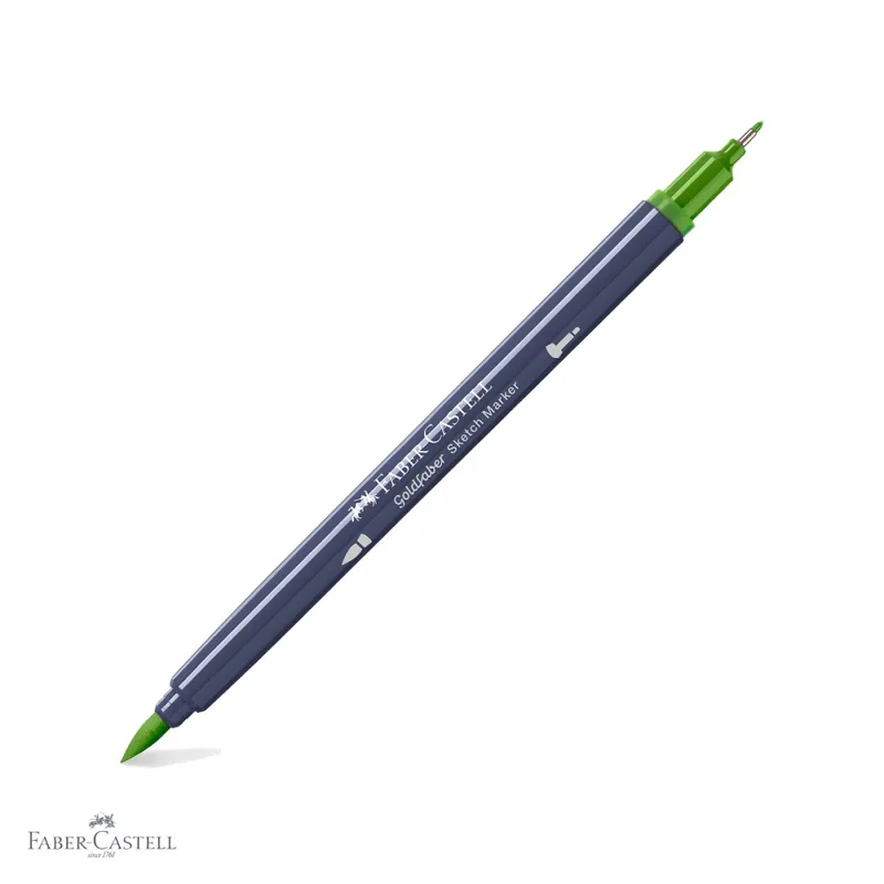 Bestseller Marker sketch 2 capete Faber-Castell Goldfaber, cerneala alcool, verde pamantiu galbui 168, pentru desen artistic