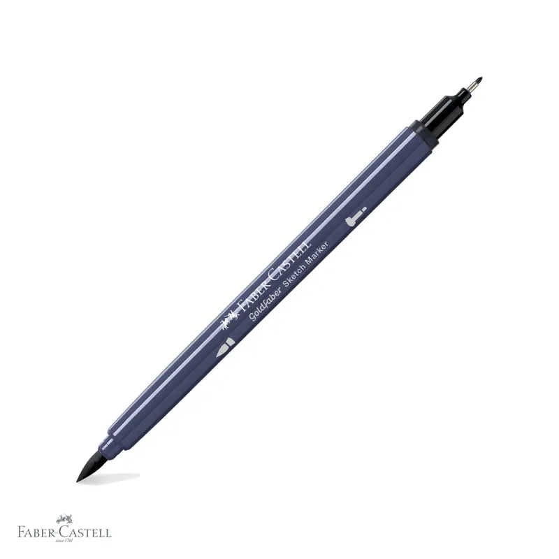 Preț redus Marker cu 2 capete Faber-Castell Goldfaber Sketch, gri neutru VI 336, pensula si fineliner, pentru desen artistic