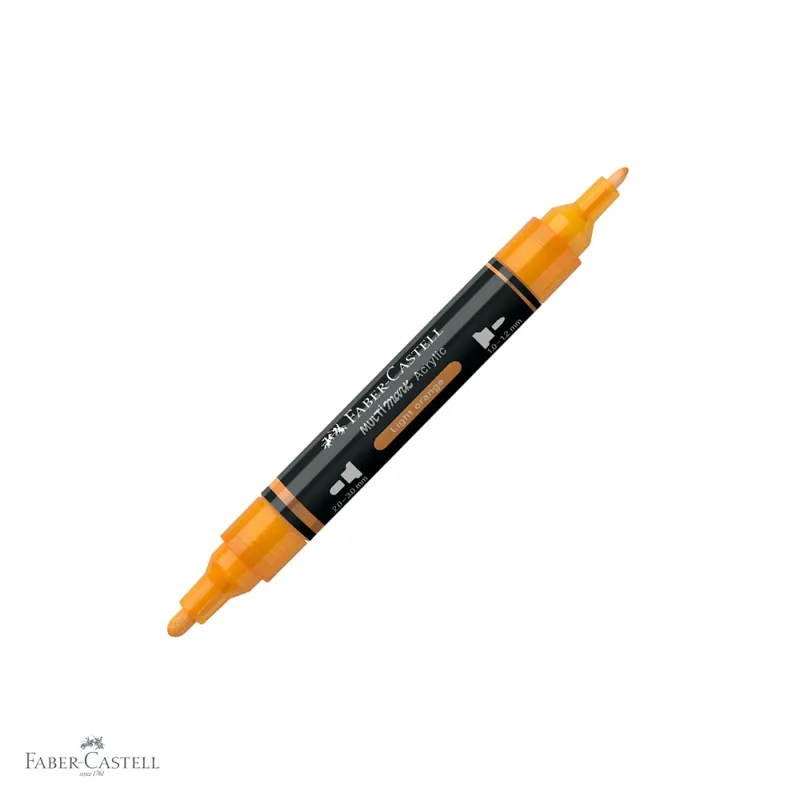 Marker acrilic Faber-Castell Multimark, culoare portocaliu deschis 309, varf dublu, pentru suprafete multiple Noutate