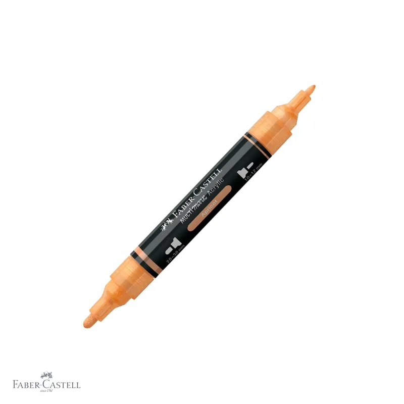 Marker acrilic Faber-Castell Multimark, culoare piersica 416, varf dublu, pentru multiple suprafete Premium