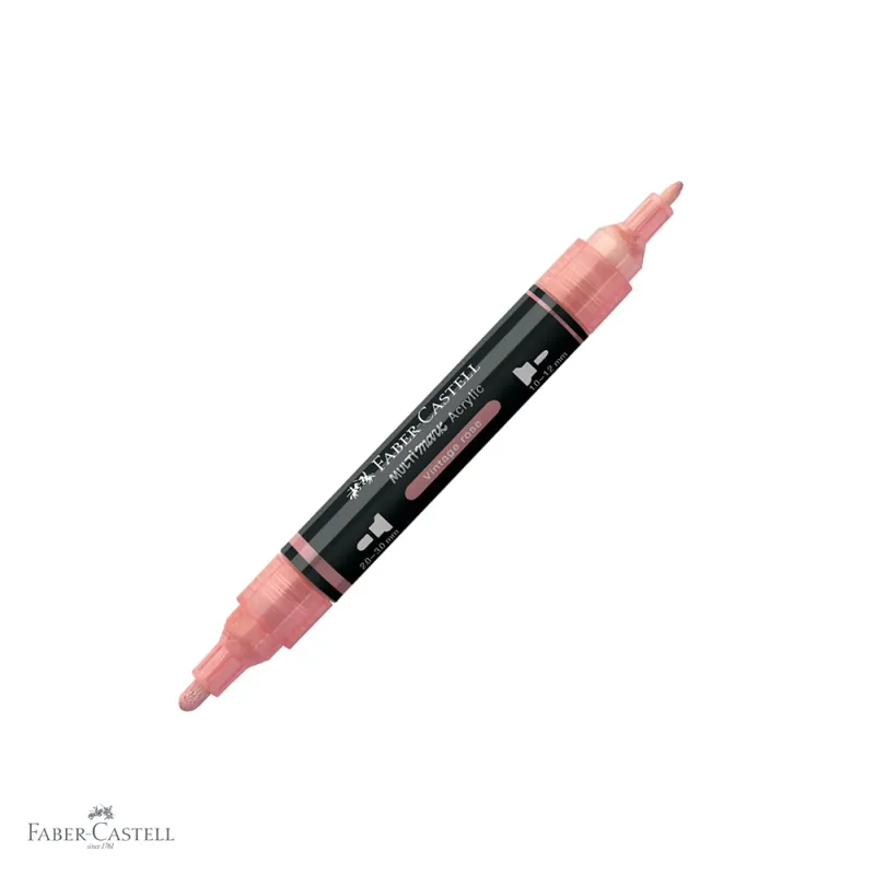 Marker acrilic Faber-Castell Multimark, culoare roz vintage 304, varf dublu, pentru multiple suprafete Ofertă