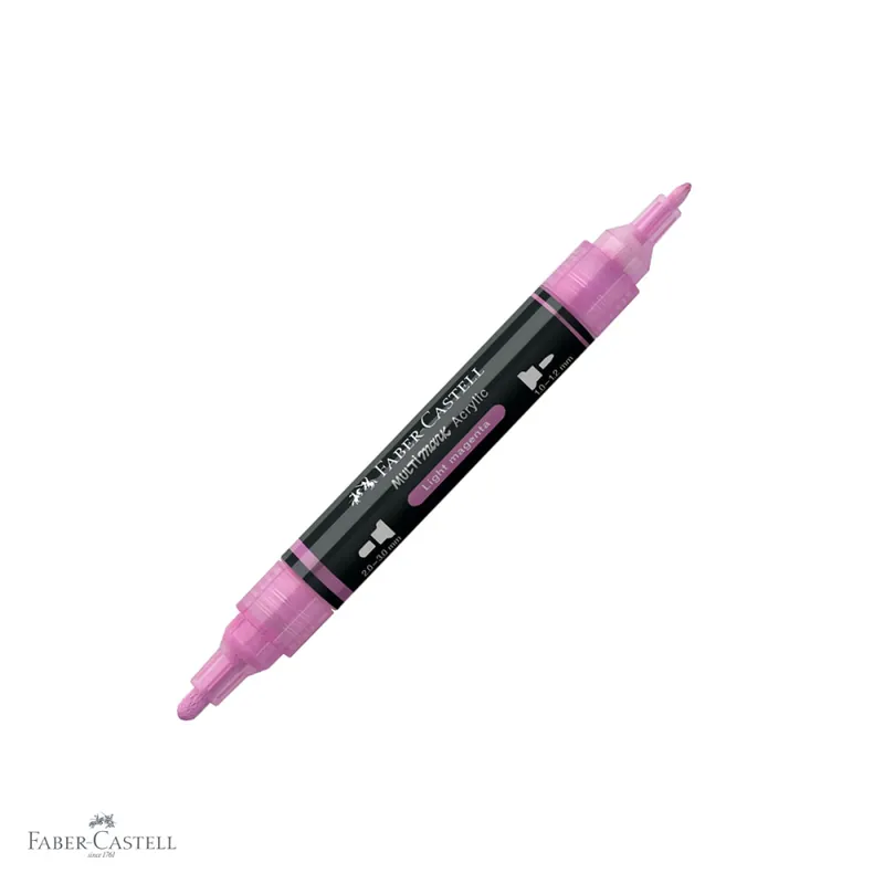 Preferatul clienților Marker acrilic Faber-Castell Multimark, culoare magenta deschis 119, varf dublu, pentru suprafete multiple