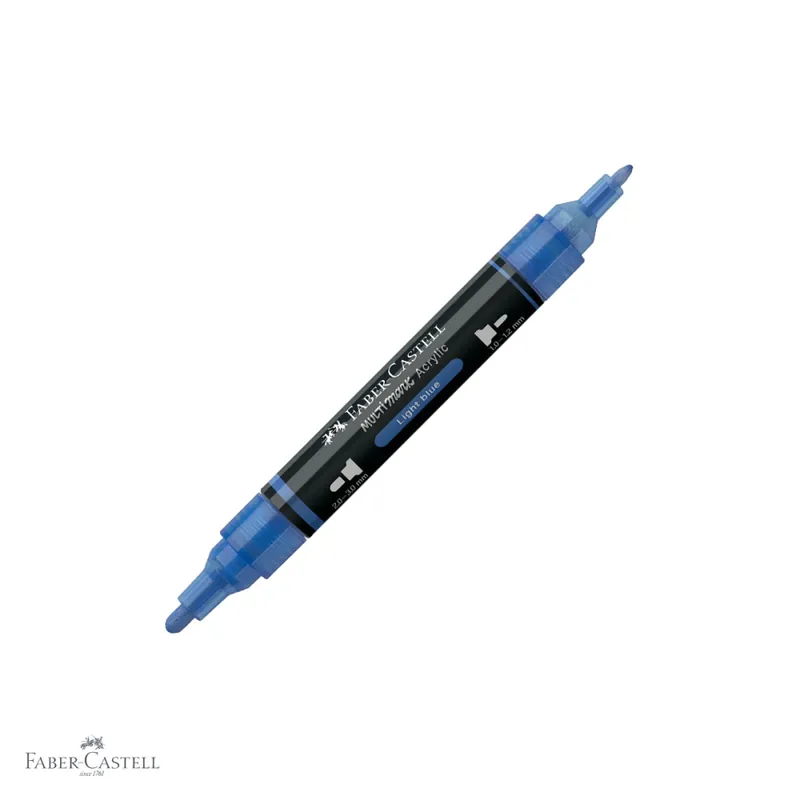Reducere de preț Marker acrilic Faber-Castell Multimark, varf dublu, albastru deschis 140, pentru multiple suprafete