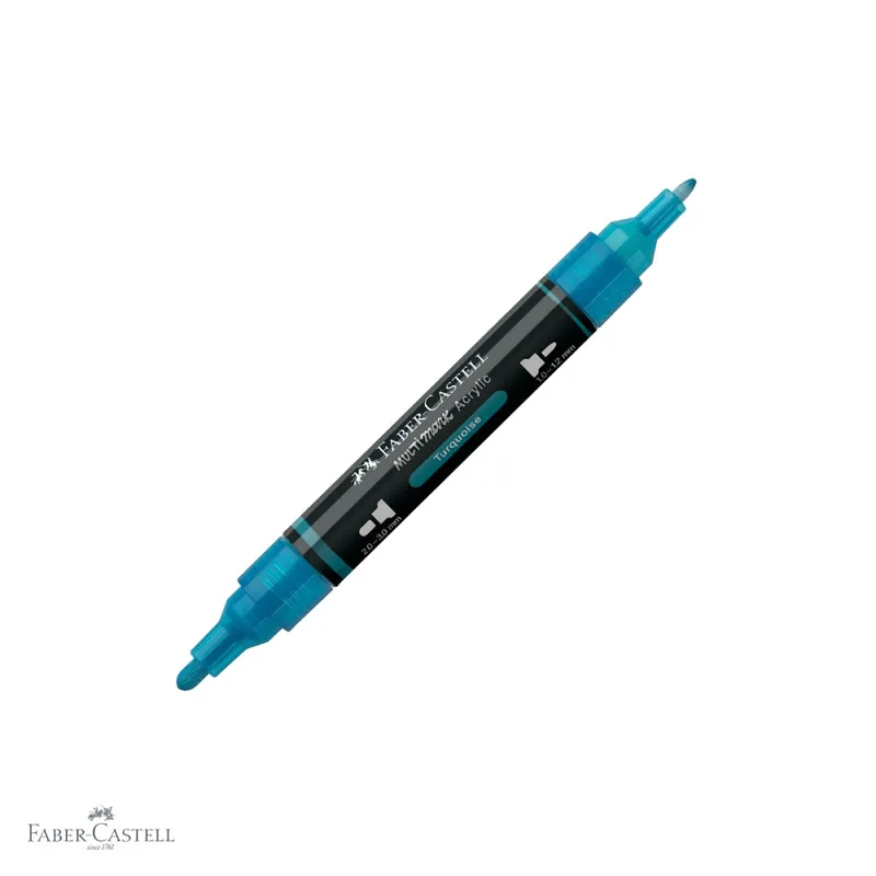 Ofertă de sezon Marker acrilic Faber-Castell Multimark, culoare turcoaz 313, varf dublu, pentru suprafete multiple