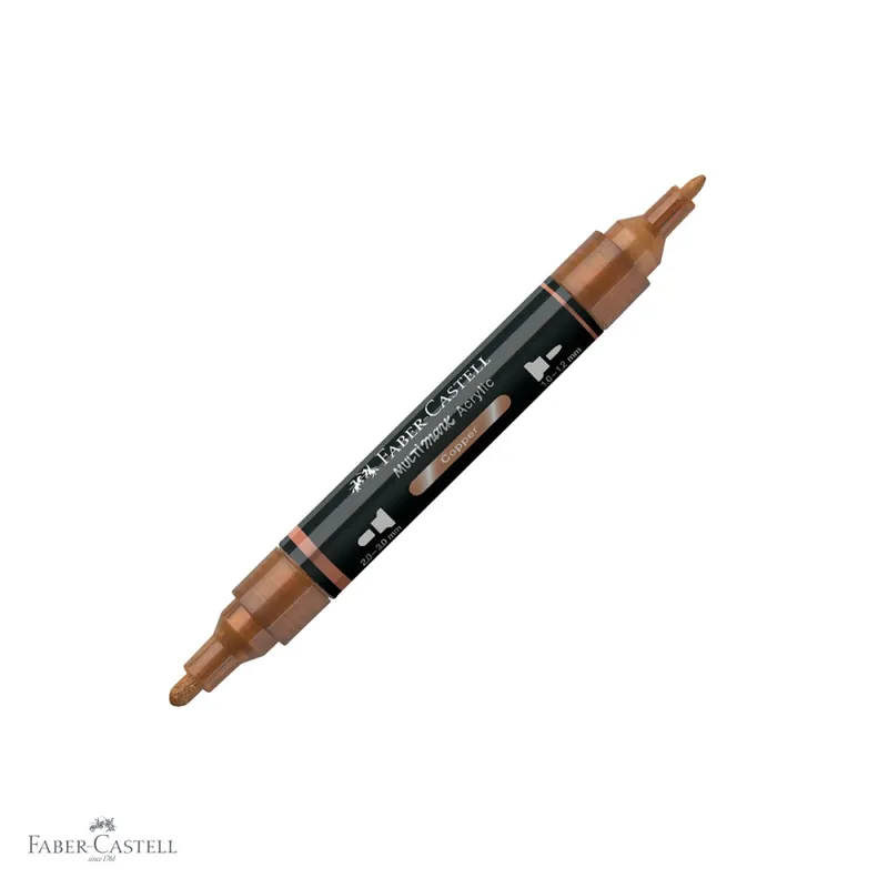 Marker acrilic Faber-Castell Multimark, culoare cupru 252, varf dublu, pentru suprafete multiple Chilipir