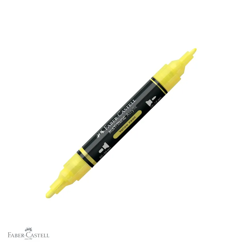 Nu rata Marker acrilic Faber-Castell Multimark, culoare galben neon 256, varf dublu, pentru suprafete multiple