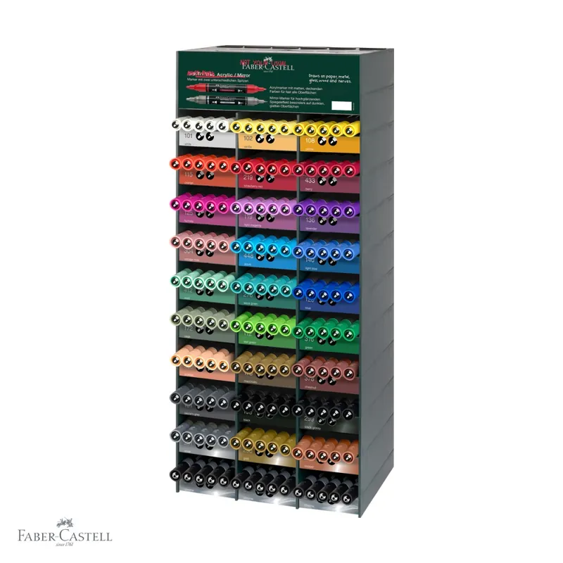 Mai ieftin Modul acrilic Faber-Castell Multimark, set 150 markere acrilice cu varf dublu, pentru multiple suprafete