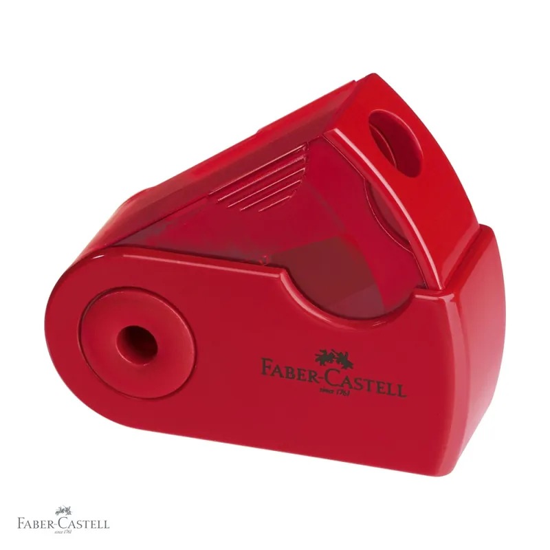 Ascutitoare simpla din plastic Faber-Castell, cu container pentru reziduuri, ergonomica, pentru creioane grafit si colorate Livrare gratuită