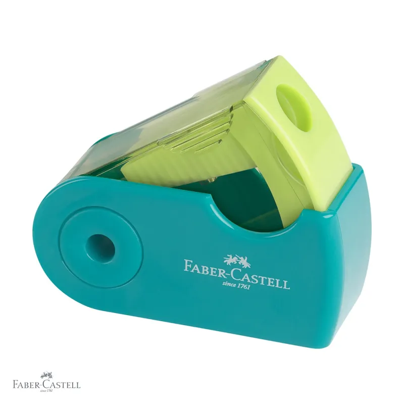 Ascutitoare plastic dubla Faber-Castell Sleeve Mini Trend, cu container, pentru creioane standard si jumbo Cel mai bun preț