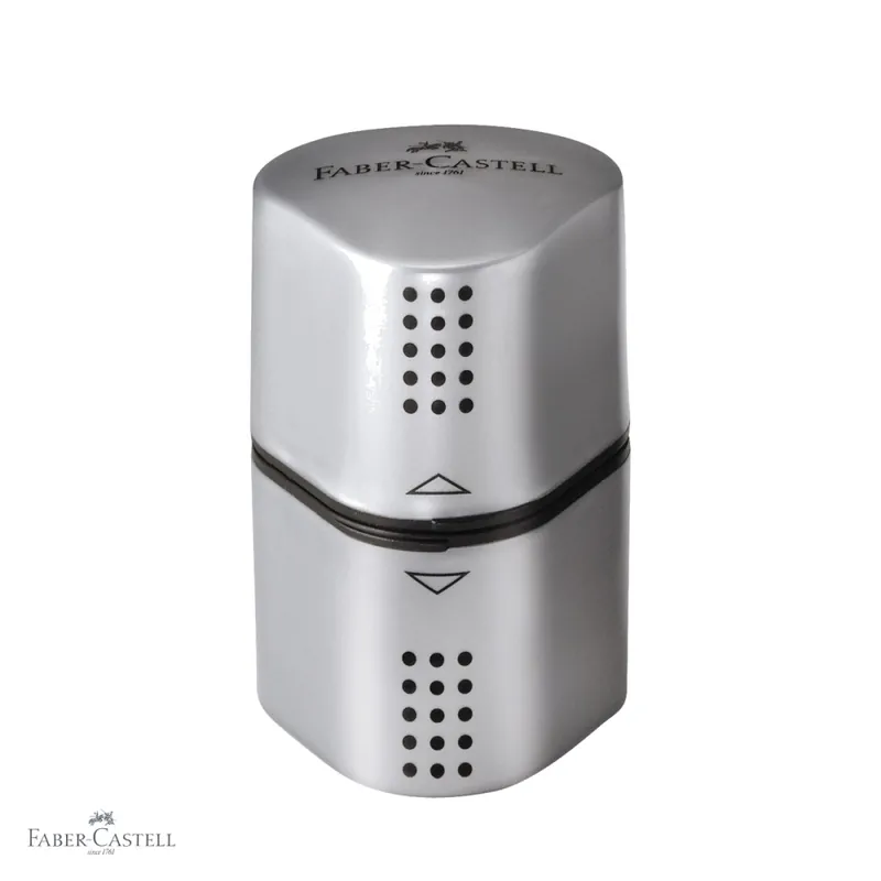 Ascutitoare tripla Faber-Castell Grip 2001, forma triunghiulara ergonomica, cu container, pentru creioane grafit si colorate Doar azi