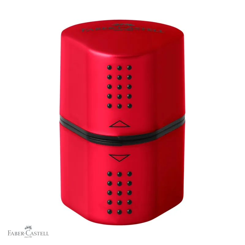 Ascutitoare tripla Faber-Castell Grip 2001, forma triunghiulara ergonomica, cu container, pentru creioane standard si Jumbo Livrare gratuită