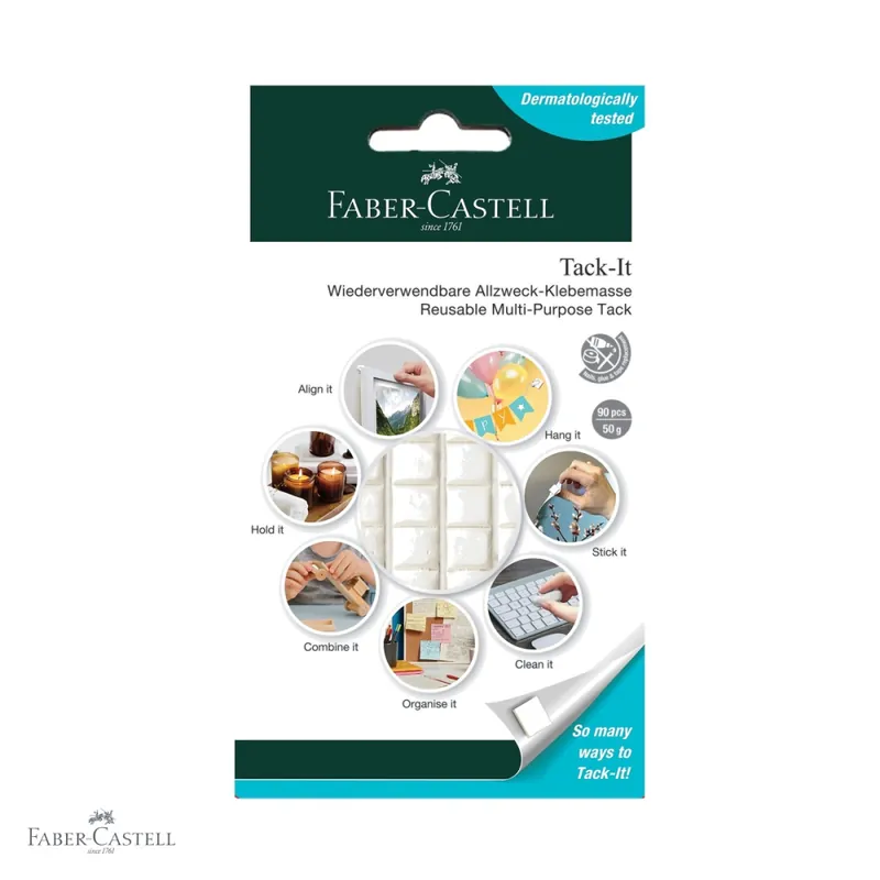 Reducere extra Guma adeziva Faber-Castell Tack-It, repozitionabila, 90 pastile, 50g, pentru birou, scoala si proiecte creative