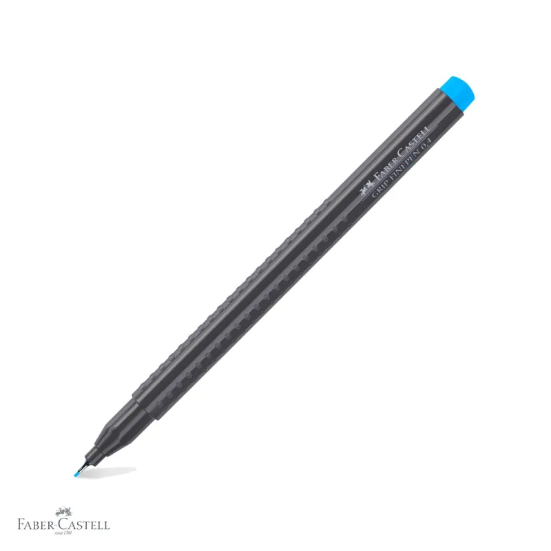 Liner 0.4 mm albastru marin Faber-Castell Grip, forma ergonomica triunghiulara, pentru desen tehnic si scriere de precizie Super ofertă