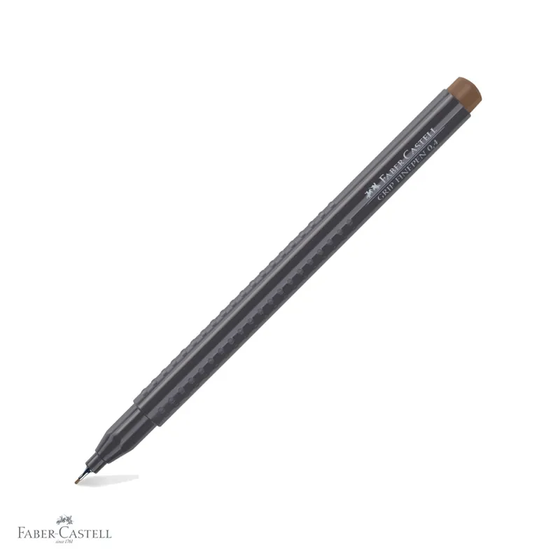 Reducere extra Liner 0.4 mm maro inchis Faber-Castell Grip, cerneala pe baza de apa, forma ergonomica triunghiulara
